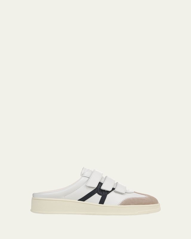 Reagan Mixed Leather Triple-Grip Mule Sneakers